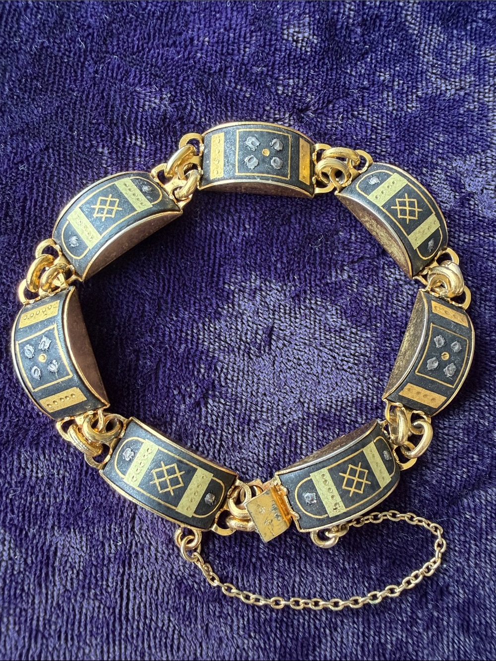 Vintage gold and silver original Damascene link bracelet from Spain